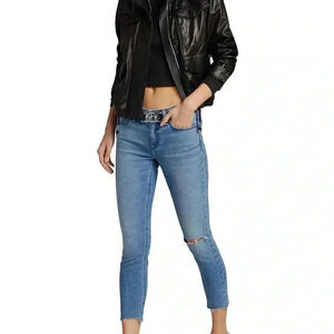 NWT Rag and Bone Cate Mid-Rise Skinny Jeans Peony with Holes Blue 28